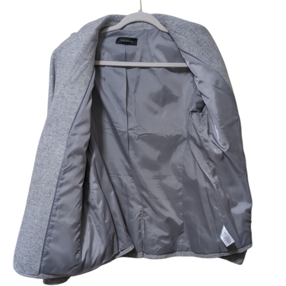 Talbots Structured Gray Herringbone Wool-Blend Tw… - image 7